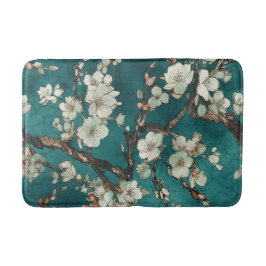 Bleke roze Cherry Blossom op Aqua Blauwgroen achte Badmat