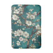 Bleke roze Cherry Blossom op Aqua Blauwgroen achte Badmat (Voorkant Verticaal)