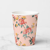 Bleke Roze Chinoiserie Floral Papieren Bekers (Achterkant)