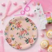 Bleke Roze Chinoiserie Floral Papieren Bordje (Feest)