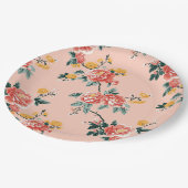 Bleke Roze Chinoiserie Floral Papieren Bordje (Gekanteld)