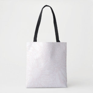 Bleke Roze Chrysanten Lijntekening met Naam Tote Bag
