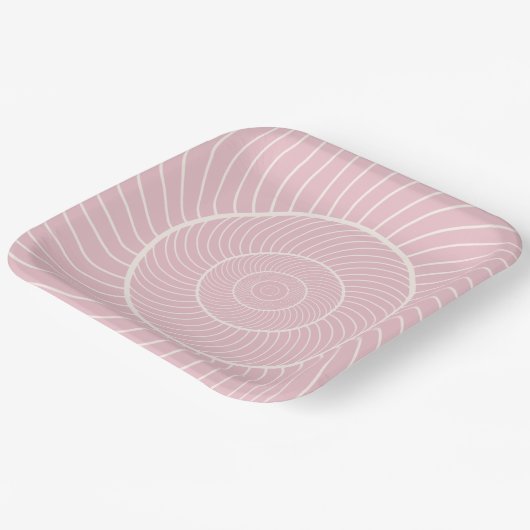 Bleke roze crème spirale slak fibonacci sequentie papieren bordje (Gebogen)
