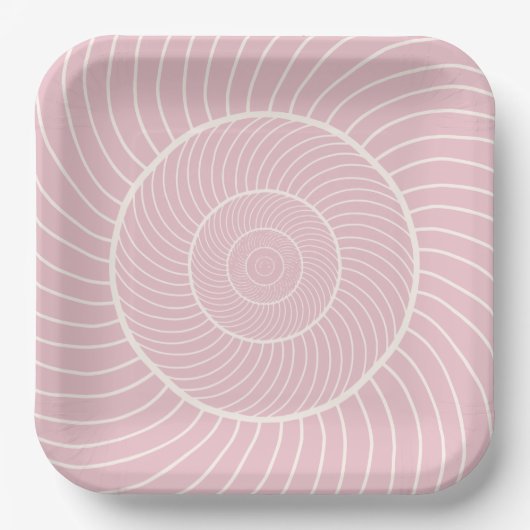 Bleke roze crème spirale slak fibonacci sequentie  papieren bordje (Voorkant)