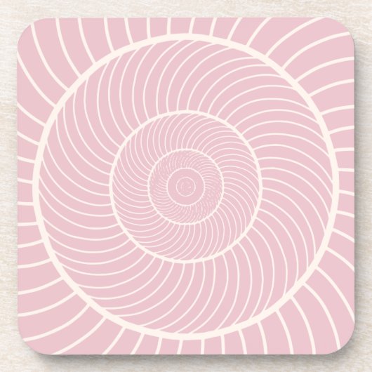 Bleke roze crème spirale slakkenfibonacci sequenti bier onderzetter (Voorkant)