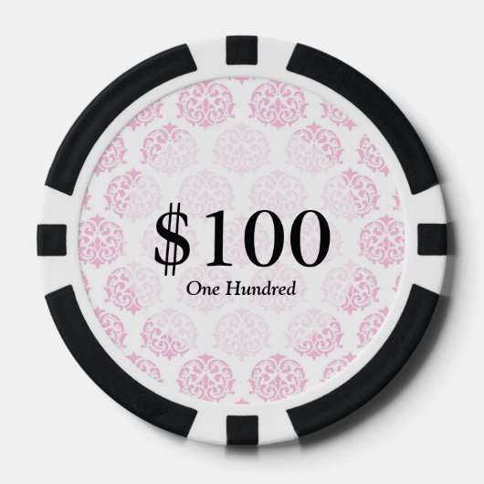 Bleke roze damast poker chips (Voorkant)