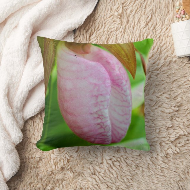 Bleke roze dame Slipper Orchid Sluiten Kussen (Deken)