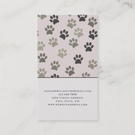 Bleke roze dog schilderafdrukken | Dog Grooming Visitekaartje (Achterkant)