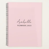 Bleke roze elegante aangepaste planner (Voorkant)