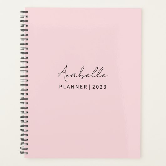 Bleke roze elegante aangepaste planner (Voorkant)