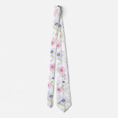 Bleke roze en blauwe bloemen stropdas (Achterkant)