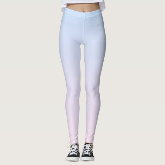 Bleke Roze en Blauwe Verloopachtergrond Leggings (Voorkant)