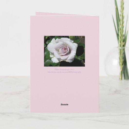 BLEKE ROZE EN CRÈME ROOS / VERJAARDAG KAART (Achterkant)