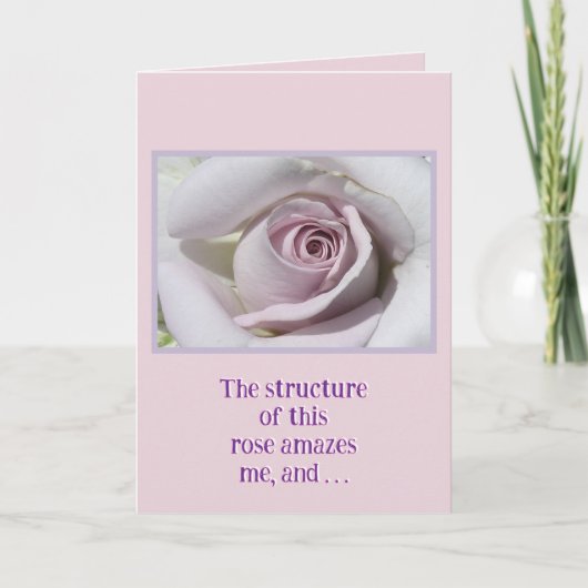 BLEKE ROZE EN CRÈME ROOS / VERJAARDAG KAART (Voorkant)