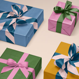 Bleke roze en diepe marinebrede streep satijnen lint