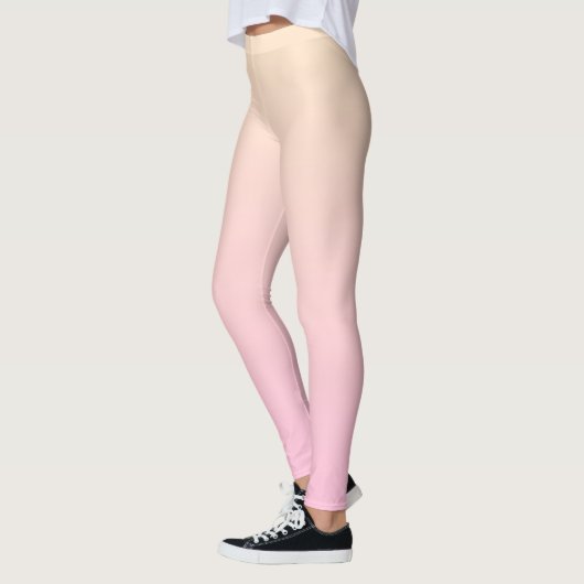 Bleke roze en gele gradiëntachtergrond leggings (Links)