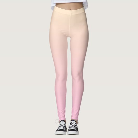 Bleke roze en gele gradiëntachtergrond leggings (Voorkant)