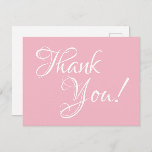 Bleke roze en witte kalligrafie Hartelijk dank Briefkaart (Voorkant / Achterkant)