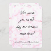 Bleke roze en witte marmerbruiloft kaart (Voorkant / Achterkant)