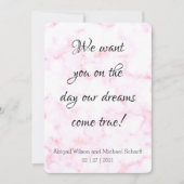 Bleke roze en witte marmerbruiloft kaart (Voorkant)