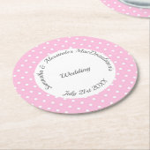 Bleke roze en witte Polkadot bruiloft Ronde Kartonnen Onderzetter (Gebogen)
