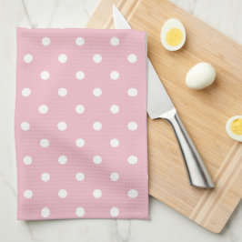 Bleke roze en witte pooldots theedoek