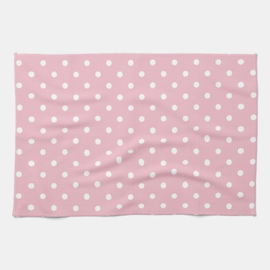 Bleke roze en witte pooldots theedoek (Horizontaal)