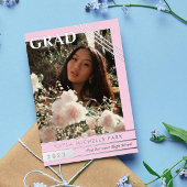 Bleke roze en zilverlijnen Foto Afstuderen Folie Uitnodiging