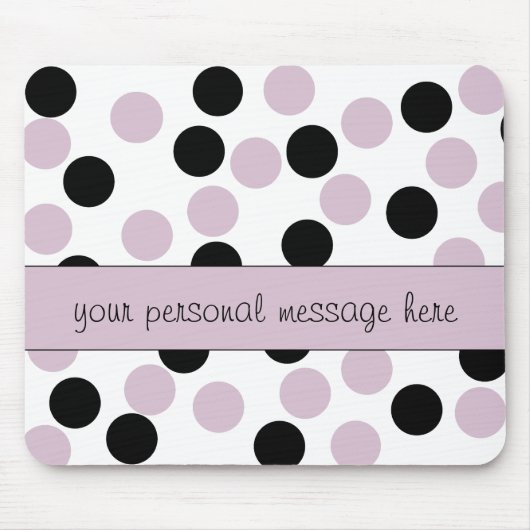 Bleke Roze en Zwarte Polka Dot Muismat (Voorkant)
