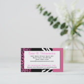Bleke roze en zwarte Zebra voor het drukken van di Visitekaartje (Staand voorkant)