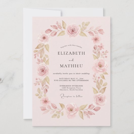Bleke Roze Etherische Bruidsbloem Kaart (Voorkant)