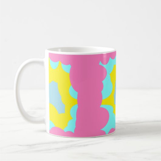 Bleke roze geel, groot gepatterd drink koffiemok (Links)
