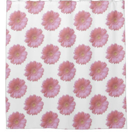 Bleke roze gerbera douchegordijn