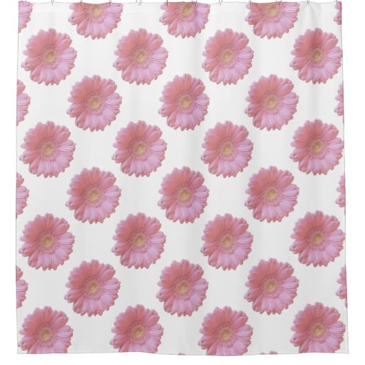 Bleke roze gerbera douchegordijn (Voorkant)