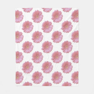 Bleke roze gerbera fleece deken
