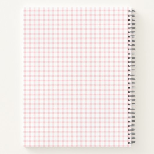 Bleke Roze Gingham Grandmillennial Monogram Naam N Notitieboek (Achterkant)