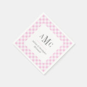 Bleke Roze Gingham Monogram en Naam Servet (Hoek)