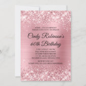 Bleke Roze Glitter en Folie 60e Verjaardag Kaart (Voorkant)