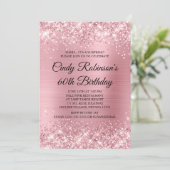 Bleke Roze Glitter en Folie 60e Verjaardag Kaart (Staand voorkant)