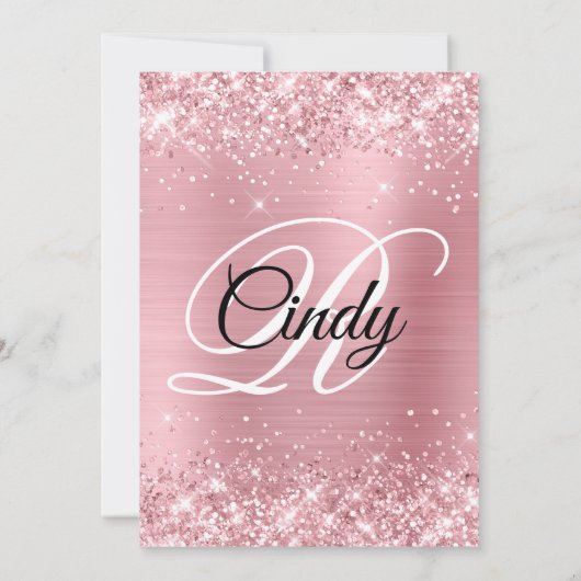 Bleke Roze Glitter en Folie 60e Verjaardag Kaart (Achterkant)