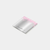 Bleke Roze Glitterdruppels Zilveren Glans Post-it® Notes (Schuin)
