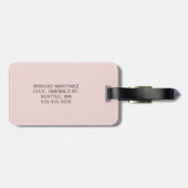 Bleke Roze Gouden Bloem Monogram Bagagelabel (Achterkant horizontaal)