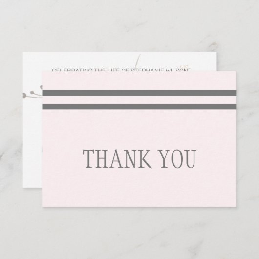 Bleke Roze & Grijze Begrafenis Bedank Bedankkaart (Voorkant / Achterkant)