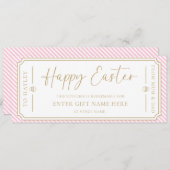 Bleke Roze Happy Easter Gift Voucher Kaart (Voorkant / Achterkant)