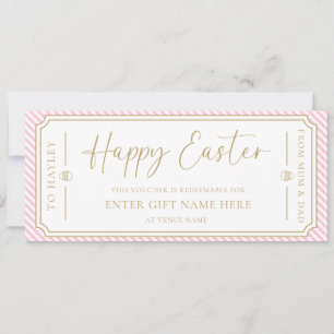 Bleke Roze Happy Easter Gift Voucher Kaart