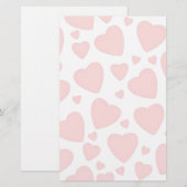 Bleke roze harten briefpapier (Voorkant / Achterkant)