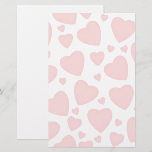 Bleke roze harten briefpapier (Voorkant / Achterkant)