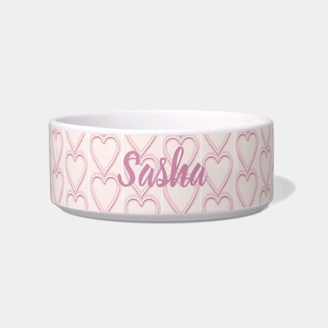 Bleke roze harten voerbakje (Voorkant)