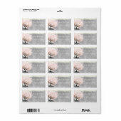 Bleke roze hartritmeboom op grijze Waterverf Etiket (Full Sheet)