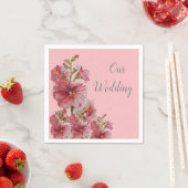 Bleke roze holyhock florale bruiloft servet (Insitu)